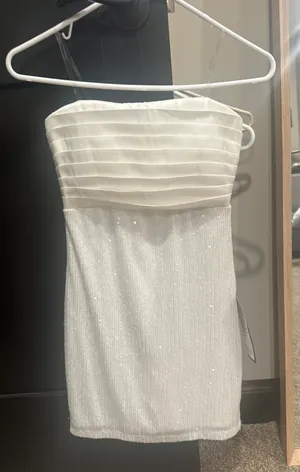 Macy's Strapless White Mini Dress thumbnail 1