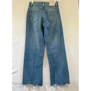 Paige Leenah Ankle Wide Leg Jeans Allegro Blue Distressed Raw Hem 25 NWOT thumbnail 2