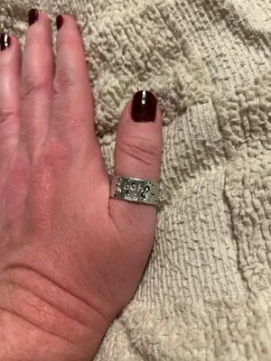 Handmade and Hand-Stamped Boho Babe Silver Adjustable Ring thumbnail 2