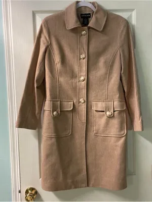 Magaschoni Trench Coat. Wool blend. Button Close. Lined. Herringbone. thumbnail 4