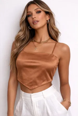 Forever 21 Copper Satin Point-Hem scarf Cami top thumbnail 1