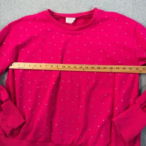 Fantastic Fawn Rhinestone Bedazzled Crewneck Sweatshirt Women's Large Pink thumbnail 6