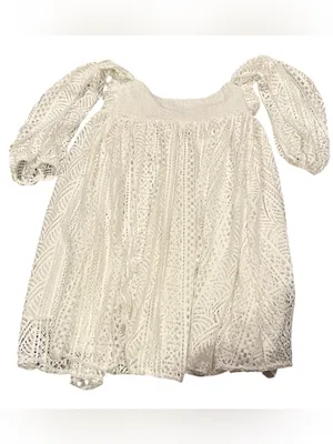 Free People Emmy Lou White Ivort Eyelet Babydoll Milkmaid Mini Dress L thumbnail 6