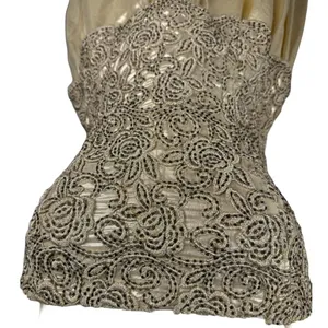 Carmen Marc Valvo Y2K 90s Champagne Gold Whimsy‎ Fairycore Festival Embroidered Corset Dress S thumbnail 6