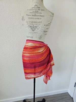 Vibrant Sunset Striped Lightweight Wrap Scarf & Beach Sarong (76" x 21")​ thumbnail 3
