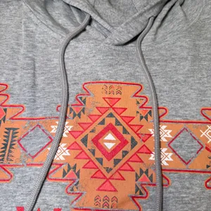 Wrangler‎ Retro Womens Size XL Southwestern Cropped Hoodie Gray Aztec Cowgirl thumbnail 6