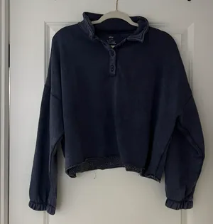 Aerie Navy Cropped Sweatshirt thumbnail 1