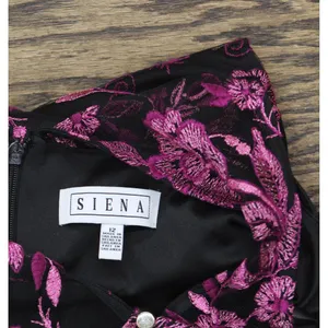 NWT Siena Womens Embroidered Mesh Sleeve Dress SATP1126 Fuchsia Pink / Black 12 thumbnail 8