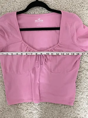 Hollister Light Pink Scoop Neck Cropped Tee with Front Tie thumbnail 3