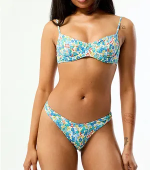 Pacsun Blue & White Floral Madison Underwire Bralette Bikini Top & Bottom thumbnail 2