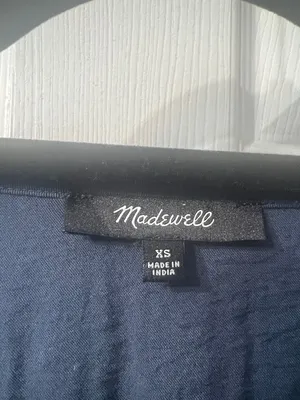 Madewell Slate Blue V-Neck Button Peplum Blouse thumbnail 2