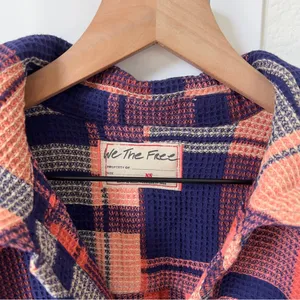 Free People We The Free Cozy In Plaid Button Down Shirt Navy Sabrina Plaid - NWT thumbnail 8