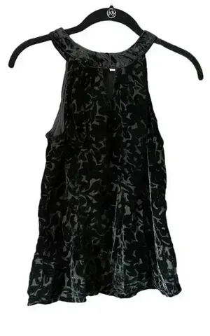 Elegant Black Velvet Floral Burnout Sleeveless Top Evening Cocktail Party‎ thumbnail 1