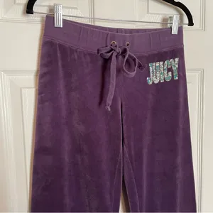 Juicy Couture Y2K Velour Track Pants Sweatpants Sz Small Purple thumbnail 3