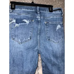 Risen Jeans Dark Wash Distressed Wide Leg Raw Hem 9/29 #776 thumbnail 7