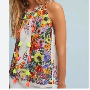 Anthropologie Raga Sleeveless Floral Swing Blouse S thumbnail 2