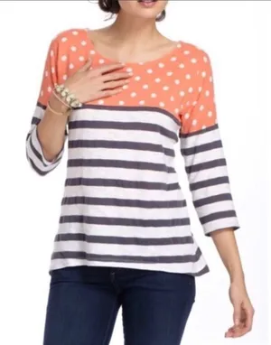 Postmark‎ Anthropologie Polka Dot Striped Blouse Size Small thumbnail 1