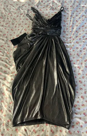 bebe Black Metallic Cocktail Dress thumbnail 1