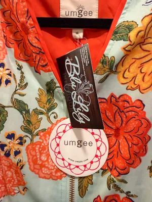 Umgee Floral V-Neck Zipper Detail Collared Dress Blue Orange Multi thumbnail 5