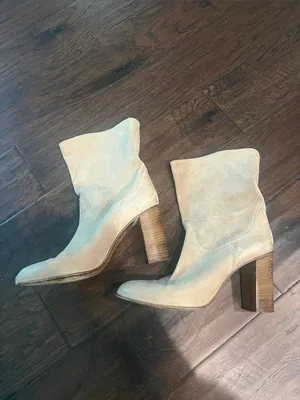 Free People Tan Soft Suede Heeled Boots 9 Made in Italy GUC thumbnail 4