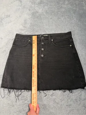 Madewell Black rigid denim a-line Button-Front Jean Mini Skirt 30 thumbnail 2