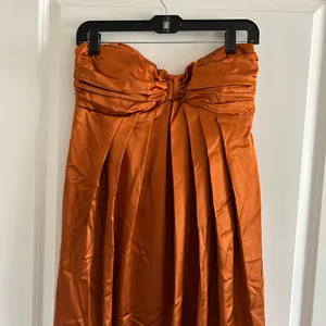 Lulu's Strapless Satin Maxi Dress in Burnt Orange thumbnail 4