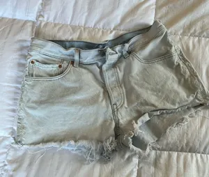 Levi's 501 cut off denim shorts with floral embroidery. Size 34 (?) thumbnail 1