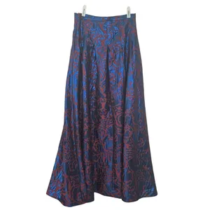 Anthropologie Maeve Pleated Shimmer Maxi Skirt Side Slit Blue Motif Size 4 $160 thumbnail 4