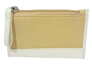 Coach‎ Leather Card Wallet Brown/cream Pebbled Leather Keychain thumbnail 1