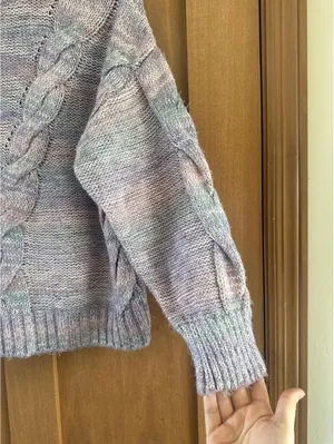 Maeve Anthropologie Rachel Textured Knit Mock Neck Sweater Lavender Women Medium thumbnail 4