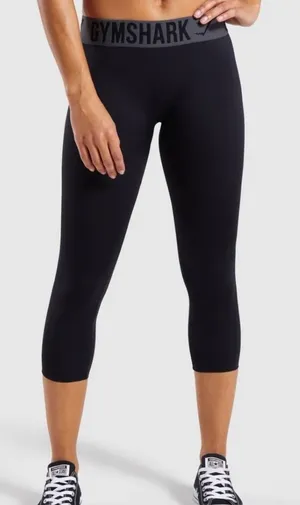 GYMSHARK | Women's Black Seamless Cropped Athleisure Leggings, Size L‎ thumbnail 1