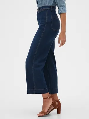 GAP Dark Wash High Rise Wide Leg Cropped Denim Jeans Women’s Size 12 / 31 thumbnail 2