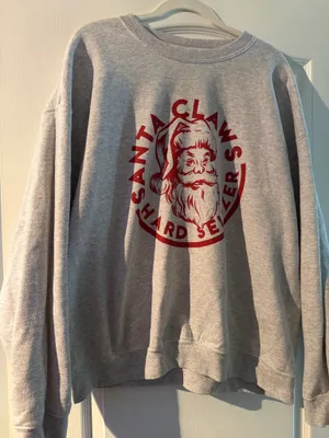 Gildan Santa Claws Gray Crewneck Sweatshirt thumbnail 1