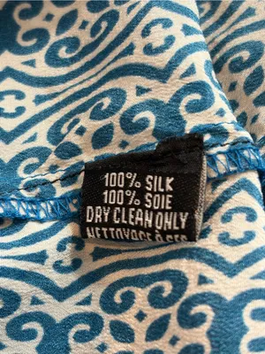 Tolani Blue Silk Medallion Print Boho Tassel Tie Blouse boho Top size large thumbnail 11