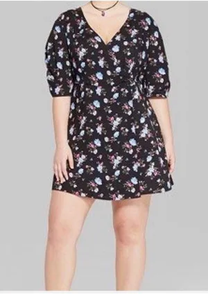 Wild Fable Floral Black Dress XL thumbnail 1