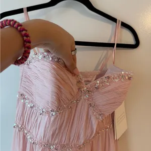 Mac Duggal Strapless Beaded Ruffle High Low Prom Gown Ice Pink Size 4 Princess thumbnail 9
