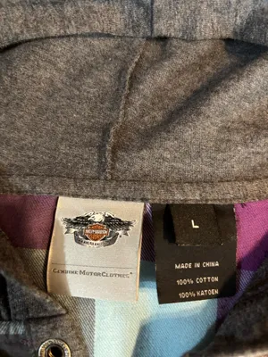 NWOT Harley Davidson Hooded Flannel Top thumbnail 3
