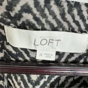Ann‎ Taylor Loft Printed Pullover Blouse Cream Black Medium Long Sleeve thumbnail 9