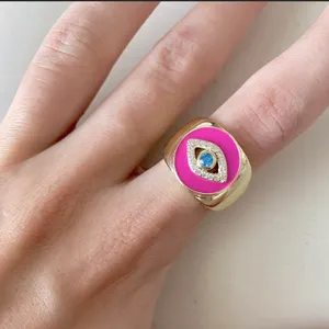 Urban Outfitters NWOT chunky gold evil eye rhinestone ring thumbnail 2