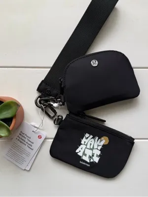 Lululemon NWT Dual Pouch Black Wristlet Keychain Hawaii Graphic thumbnail 1
