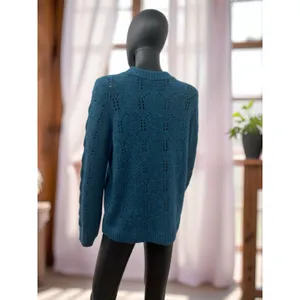 NWT Gap Pointelle Knit Sweater Crewneck Pullover Blue‎ Size L /wool thumbnail 3