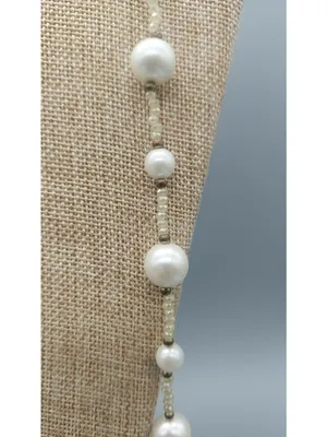RUSH by Denis & Charles 44” Faux Pearl Crystal Bead Flapper Length Necklace thumbnail 5