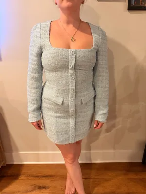 Hello Molly Long Sleeve Mini Dress Blue thumbnail 2
