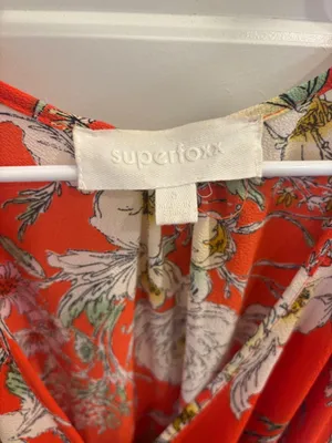 Superfoxx Floral Wrap Maxi Dress Coral Orange Short Sleeve Size Small thumbnail 2