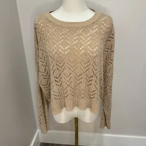 AE American Eagle Cropped Pointelle Crew‎ Neck Sweater XL thumbnail 2