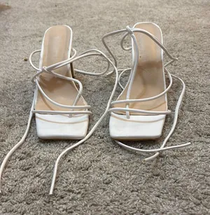White Lace Up Heels Size 8 thumbnail 1