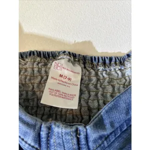 No Boundaries Womens Denim Bustier Crop Top‎ Medium Wash Blue Smocked Back M 7-9 thumbnail 2