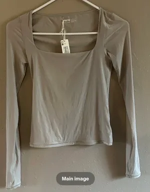 Aerie brown Square Neck Long Sleeve Pullover Top Women's XS Solid thumbnail 6