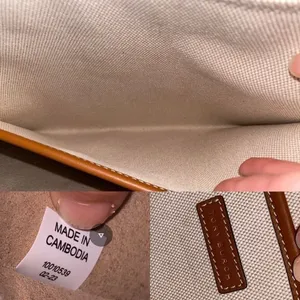 Tory Burch Blake Jumbo Tote‎ Bag Canvas Leather Trim Neutral Cream Brown Cuoio thumbnail 5