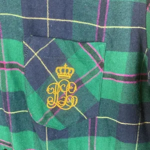 Ralph Lauren Green & Blue Plaid Long Sleeve Button Front Sleep Shirt Dress S thumbnail 5